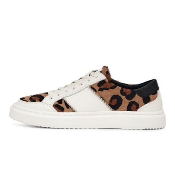 UGG White leather and Tan Leopard Print fur Sneakers - Picture 3 of 5